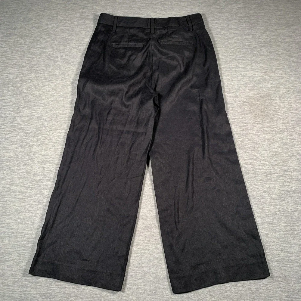 Banana Republic‎ Pants Womens 6 Black Linen Blend Wide Leg Cropped Trousers Work